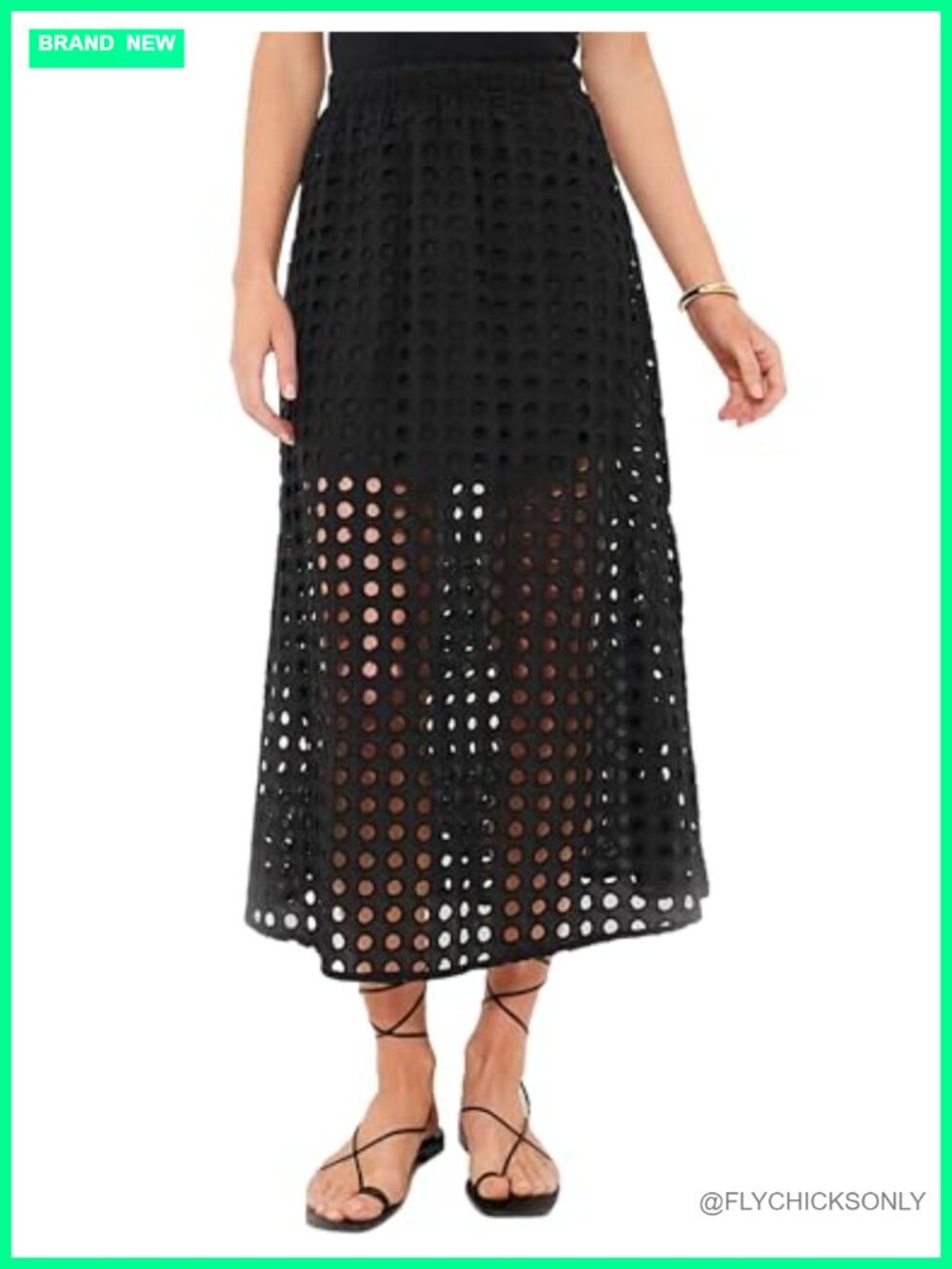 Cotton Eyelet Maxi Skirt Long Beach Casual Summer